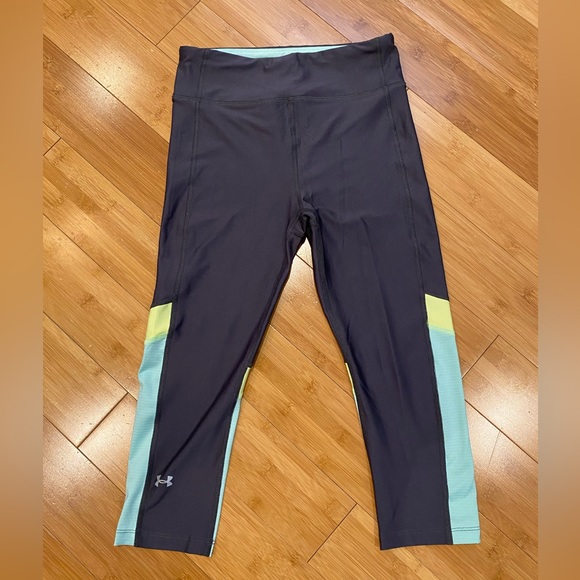 Under Armour Grey and Turquoise Cropped Compression Leggings (S) - Picture 1 of 4